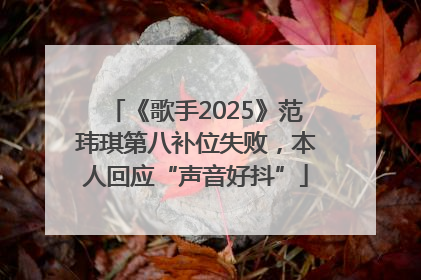 《歌手2025》范玮琪第八补位失败，本人回应“声音好抖”