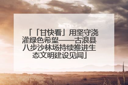 「甘快看」用坚守浇灌绿色希望——古浪县八步沙林场持续推进生态文明建设见闻