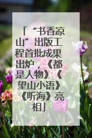 “书香凉山”出版工程首批成果出炉，《都是人物》《望山小语》《听海》亮相