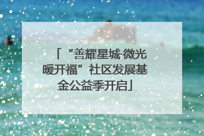 “善耀星城·微光暖开福”社区发展基金公益季开启