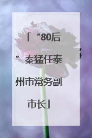 “80后”秦猛任泰州市常务副市长
