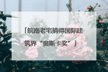 皖南老宅摘得国际建筑界“奥斯卡奖”