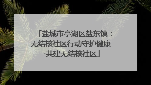 盐城市亭湖区盐东镇：无结核社区行动守护健康 ·共建无结核社区