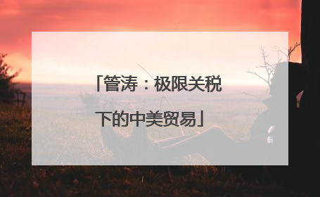 管涛：极限关税下的中美贸易