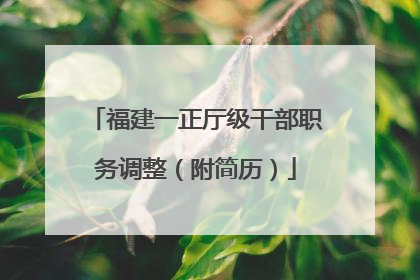 福建一正厅级干部职务调整（附简历）