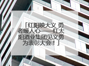红阳映大义 勇者暖人心——红太阳酒业集团见义勇为表彰大会！