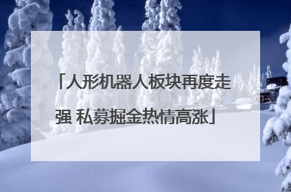 人形机器人板块再度走强 私募掘金热情高涨