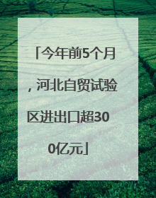 今年前5个月，河北自贸试验区进出口超300亿元