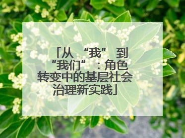 从 “我” 到 “我们”：角色转变中的基层社会治理新实践