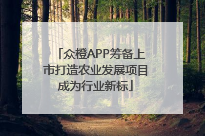 众橙APP筹备上市打造农业发展项目成为行业新标
