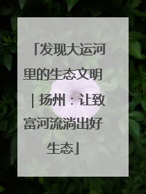 发现大运河里的生态文明｜扬州：让致富河流淌出好生态