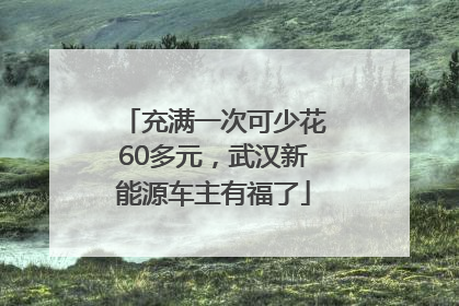 充满一次可少花60多元，武汉新能源车主有福了