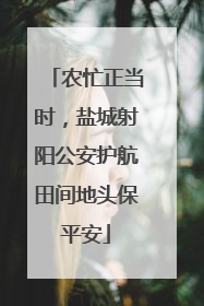 农忙正当时，盐城射阳公安护航田间地头保平安