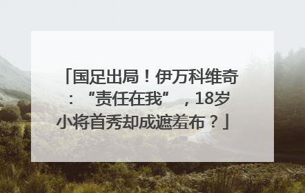 国足出局！伊万科维奇：“责任在我”，18岁小将首秀却成遮羞布？