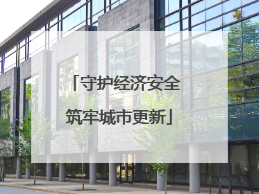守护经济安全 筑牢城市更新