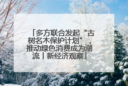 多方联合发起“古树名木保护计划”，推动绿色消费成为潮流丨新经济观察