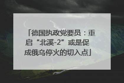 德国执政党要员：重启“北溪-2”或是促成俄乌停火的切入点