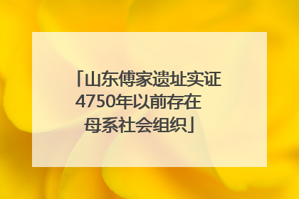 山东傅家遗址实证4750年以前存在母系社会组织