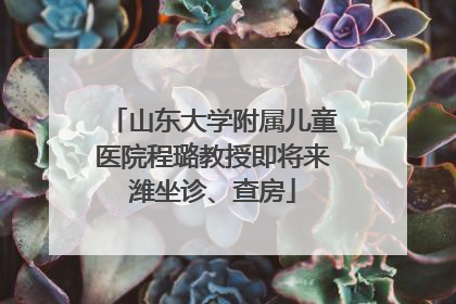 山东大学附属儿童医院程璐教授即将来潍坐诊、查房