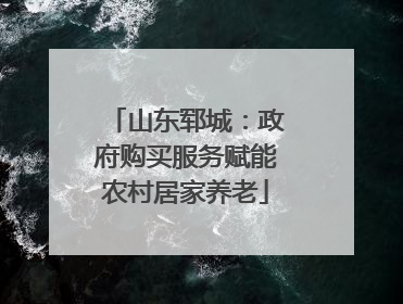 山东郓城：政府购买服务赋能农村居家养老