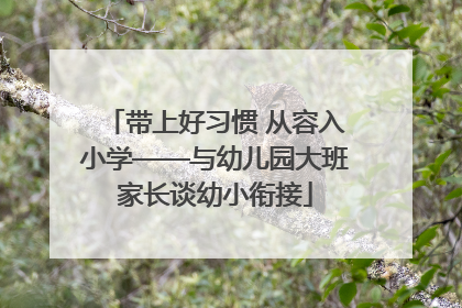带上好习惯 从容入小学——与幼儿园大班家长谈幼小衔接
