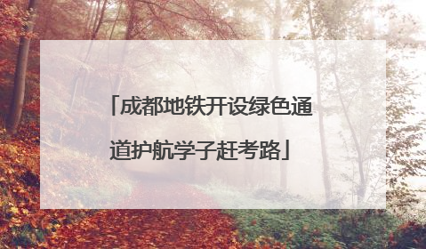 成都地铁开设绿色通道护航学子赶考路