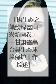 执生态之笔绘绿富同兴新画卷——甘肃省高台县生态环境保护工作综述