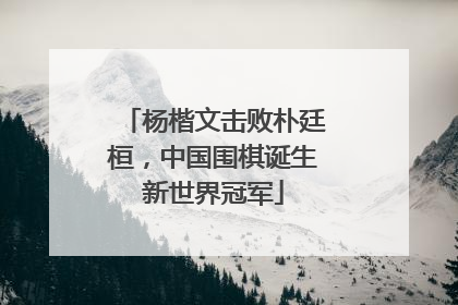 杨楷文击败朴廷桓，中国围棋诞生新世界冠军