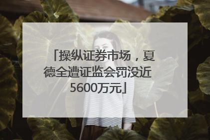 操纵证券市场，夏德全遭证监会罚没近5600万元