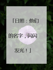 日照：他们的名字，闪闪发光！