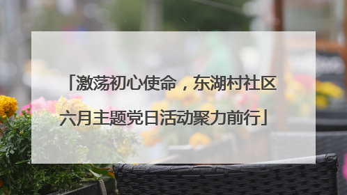 激荡初心使命，东湖村社区六月主题党日活动聚力前行
