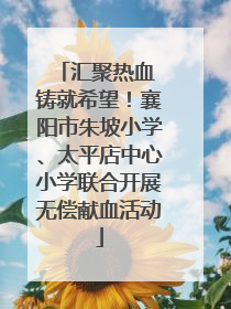 汇聚热血 铸就希望！襄阳市朱坡小学、太平店中心小学联合开展无偿献血活动