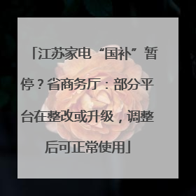江苏家电“国补”暂停？省商务厅：部分平台在整改或升级，调整后可正常使用