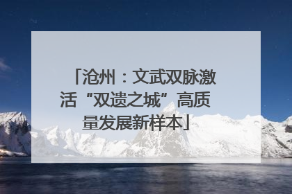 沧州：文武双脉激活“双遗之城”高质量发展新样本