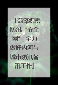 菏泽织密防汛“安全网” 全力做好内河与城市防汛备汛工作