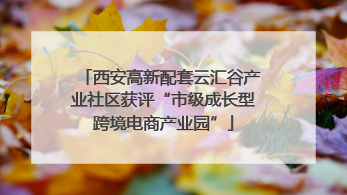 西安高新配套云汇谷产业社区获评“市级成长型跨境电商产业园”