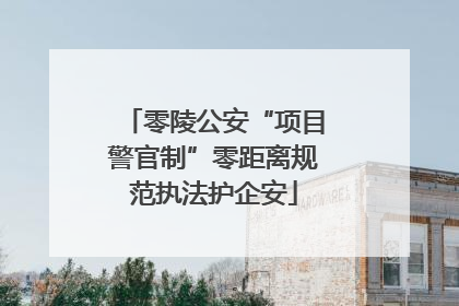 零陵公安“项目警官制”零距离规范执法护企安