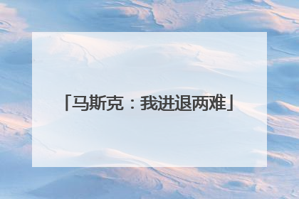 马斯克：我进退两难