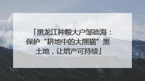 黑龙江种粮大户邹德海：保护“耕地中的大熊猫”黑土地，让增产可持续